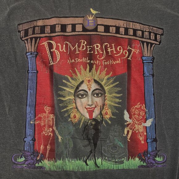 Vintage Bumbershoot 1999 Seattle Arts Festival Shirt Gray Crew Neck Late 90s - Picture 2 of 10